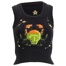 Dior-Christian Dior Pixel Zodiac Cancer Cashmere Intarsia Cropped Vest-Black