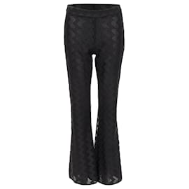 Giambattista Valli-Giambattista Valli Giamba Zigzag Lace Lined Flare Pants-Black