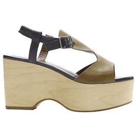 Sandali con zeppa in legno Marni Marrone