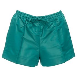 Valentino Garavani Valentino Silk High Waist Drawstring Shorts Green