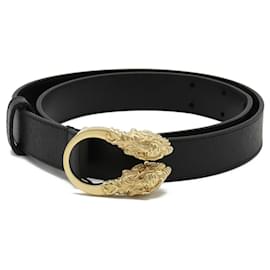 Gucci-Cinto de couro Gucci com cabeça de tigre dupla preta-Preto