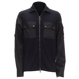 Prada cotton utility pocket zip up jacket Black