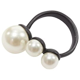 Dior-Dior Tribale matte metal trio faux faux pearl ring-Black