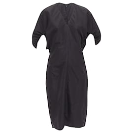 Robe cocktail en coton et soie à manches bouffantes d'Yves Saint Laurent Noir
