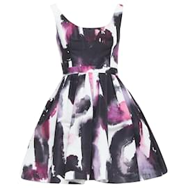 Alexander Mcqueen-Alexander McQueen watercolor Graffiti short dress-Purple