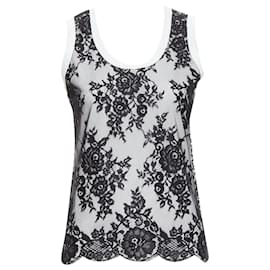 Dolce & Gabbana-Dolce & Gabbana cotton lace overlay tank top-Black