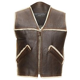 Gilet con zip foderato in shearling di Jean Paul Gaultier Jeans Marrone