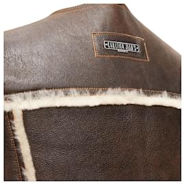 Jean Paul Gaultier-Jean Paul Gaultier Jeans Shearling Lined Logo Zip Vest-Brown