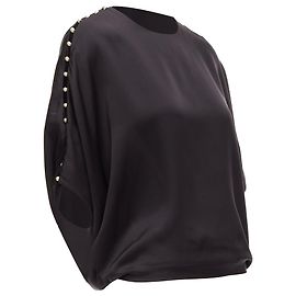 Chloé Top dolman in pizzo con perle di seta Chloe Nero