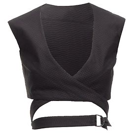 Alaïa Top Corto con Cinturón de Hebilla en Jacquard Texturizado de Algodón Alaia Negro