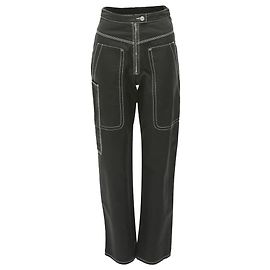 Pantaloni da carpentiere in cotone con cuciture a contrasto Isabel Marant Nero