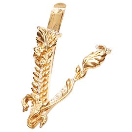 Fermaglio per capelli singolo Big V Logo Barocco Virtus di Versace D'oro Metallico