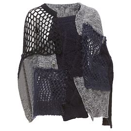Lässiger Strickcardigan aus Wolle-Mohair-Mischung mit Patchwork von Junya Watanabe Grau