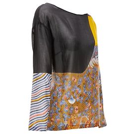 Top de manga larga boxy con estampado oriental de Dries Van Noten Amarillo