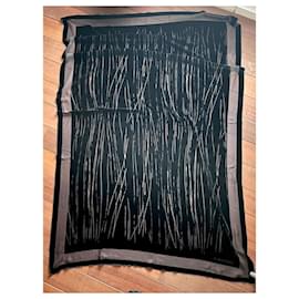 Autre Marque-Silk velvet stole Character-Black