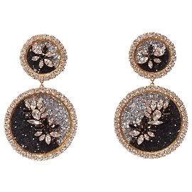 Shourouk Ombre Crystal Sand Metall Clip Ohrringe Silber Metallisch
