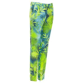 Pantalones de viscosa con estampado tropical Jungle Versace Jlo Verde
