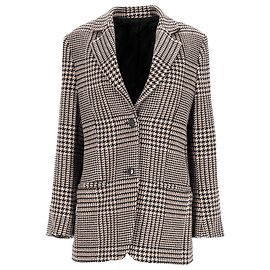 Blazer de lana marrón con estampado de espiga de Totême Castaño