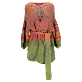 LoveShackFancy- Loveshackfancy Brady Knitted Belted Cardigan in Multicolor Merino Wool-Multiple colors
