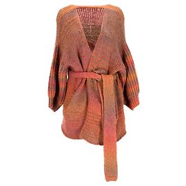 Strickjacke mit Gürtel aus mehrfarbiger Merinowolle Loveshackfancy Brady Mehrfarben
