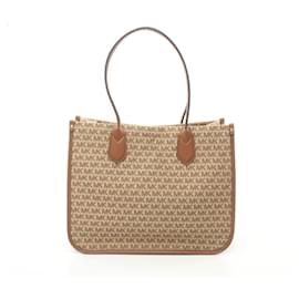 Michael Kors-Michael Kors Signature Canvas Leather Tote Bag-Brown,Beige
