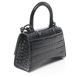 Balenciaga-Balenciaga Hourglass XS Leather Handbag Black-Black