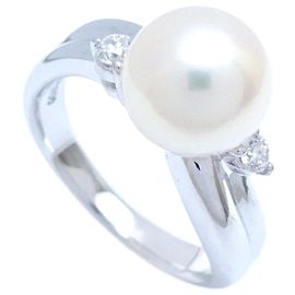 TASAKI Perlen-Diamantring Pt900 aus Platin Weiß