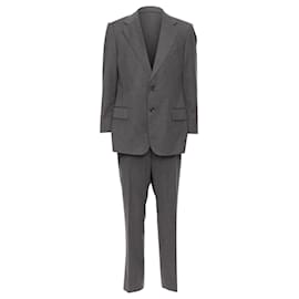 Gucci-Gucci Vintage Stripe Cropped Sleeve Blazer Suit-Grey
