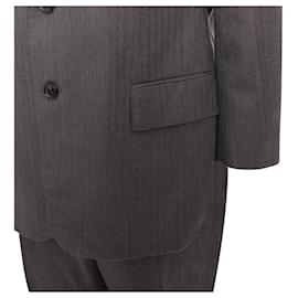 Gucci-Gucci Vintage Stripe Cropped Sleeve Blazer Suit-Grey