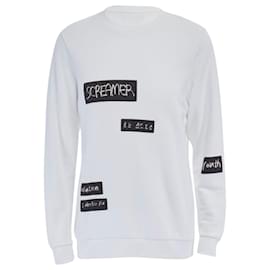 Pull en coton patchwork abstrait Raf Simons x Joyce Blanc
