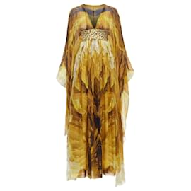 Alexander Mcqueen-Alexander Mcqueen Embellished Kaftan Dress-Yellow