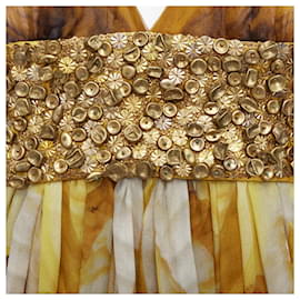 Alexander Mcqueen-Alexander Mcqueen Embellished Kaftan Dress-Yellow