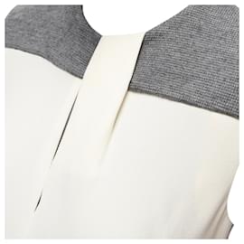Balenciaga-Balenciaga Silk Crepe Knitted Yoke Cut Out Blouse-White,Cream