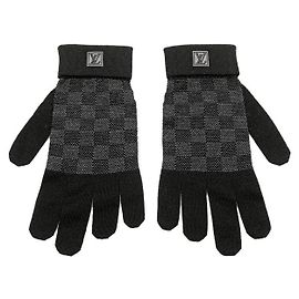 Louis Vuitton Damier Graphite Wool Gloves M70006 Black
