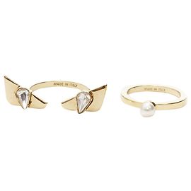 Anéis de pérola cristal olho de monstro Fendi Dourado Metálico