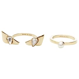 Fendi-Fendi Monster Bug Eye crystal pearl rings-Golden,Metallic