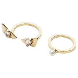 Fendi-Fendi Monster Bug Eye crystal pearl rings-Golden,Metallic