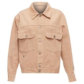 Dior-Christian Dior Peach Denim CD Bee Logo Boxy Trucker Jacket-Pink