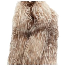 Fendi-Fendi Fur Long Sleeve Crop Jacket With Detachable Collar-Brown