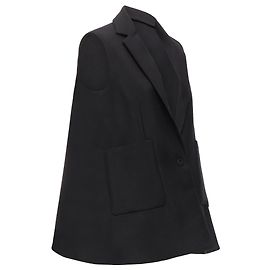 Balenciaga Virgin Wool Mohair Bell Shaped Deep V Blazer Vest Black