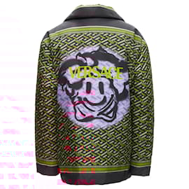 Versace-Versace La Greca Graffiti Medusa Smiley Padded Coat-Green