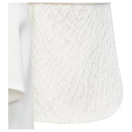 Roland Mouret-Roland Mouret Richardson Textured Crepe Ruffle Cuff Peplum Top-White,Cream