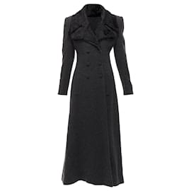 Fendi-Fendi Astrakhan Fur Collar Virgin Wool Blend Longline Coat-Black