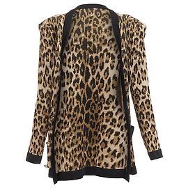 Balmain Leopard Jacquard Power Shoulder Cardigan mit goldenen Knöpfen Braun