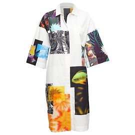 Hemdblusenkleid mit fotografischem Patchdruck von Dries Van Noten Weiß