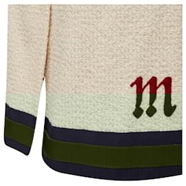 Gucci-Gucci Modern Future Cotton Boucle Webbing Trim Midi Skirt-White,Cream