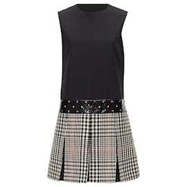 Yves Saint Laurent-Yves Saint Laurent Houndstooth Fit Flare Dress-Black