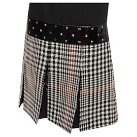 Yves Saint Laurent-Yves Saint Laurent Houndstooth Fit Flare Dress-Black