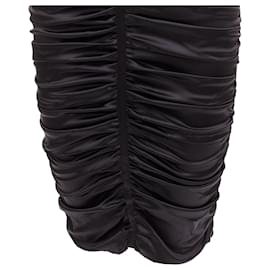 Dolce & Gabbana-Dolce Gabbana Silk Blend Bow Lace Ruched Corseted Bodycon Dress-Black