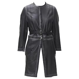 Fendi-Fendi fur leather reversible zip belted coat jacket-Black